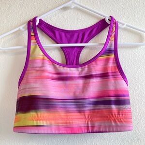 Colorful Reversible Striped/Purple Sports Bra